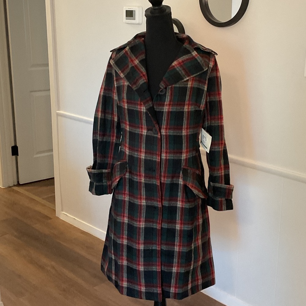 Kith Women's Trench Coat - Black and Red Plaid